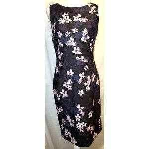Womens Ivanka Trump Pink Purple Sleeveless Formal Dress Size 8 Floral Side Zip